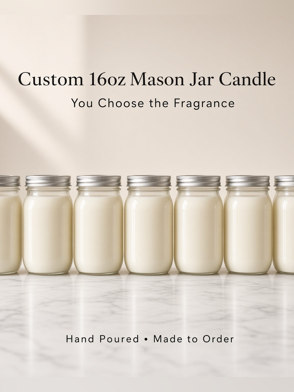 16oz Mason Jar Custom Soy Wax Candle | Hand Poured - Picture 3 of 3